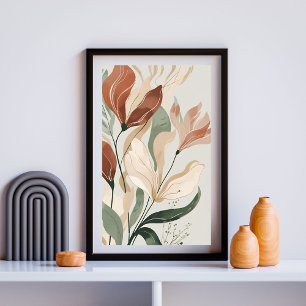 Aardse bloei - Abstracte botanische muurkunst IV Poster