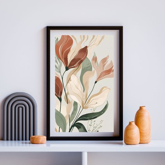 Aardse bloei - Abstracte botanische muurkunst IV Poster