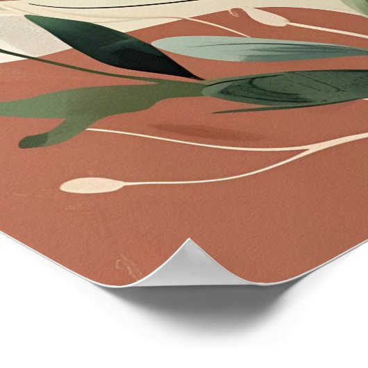 Aardse bloei - Abstracte botanische muurkunst X Poster (Hoek)