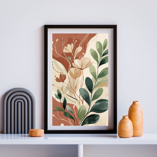 Aardse bloei - Abstracte botanische muurkunst X Poster