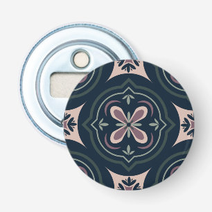 Aardse Bloem Geometrische Tegels Button Flesopener