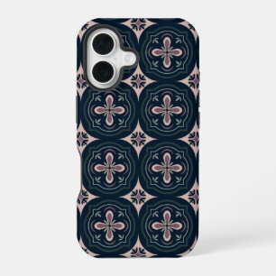 Aardse Bloem Geometrische Tegels iPhone 16 Hoesje