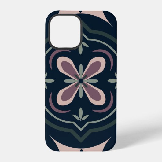 Aardse Bloem Geometrische Tegels iPhone Hoesje (Achterkant)