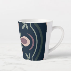 Aardse Bloem Geometrische Tegels Latte Mok