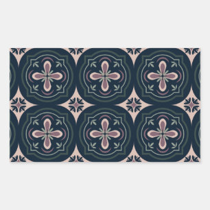 Aardse Bloem Geometrische Tegels Rechthoekige Sticker