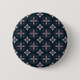 Aardse Bloem Geometrische Tegels Ronde Button 5,7 Cm