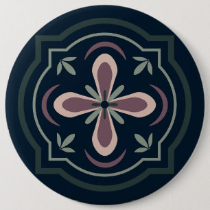 Aardse Bloem Geometrische Tegels Ronde Button 6,0 Cm
