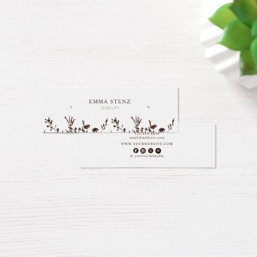 Aardse Bloem • Oorbellen Hoepels Studs Displaykaar Mini Visitekaartjes (Bureau)