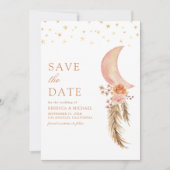 Aardse Bloemen Pampas Halve Maan Huwelijk Save The Date (Voorkant)