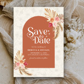 Aardse Bloemen Pampas Terracotta bruiloft Save The Date