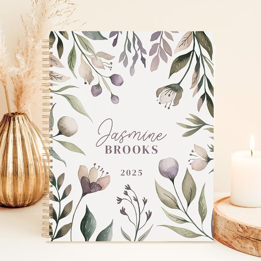 Aardse Bloemen Waterverf 2025 Custom Name Planner