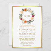 Aardse Bloemenkrans Alles in één bruiloft Kaart (Voorkant)