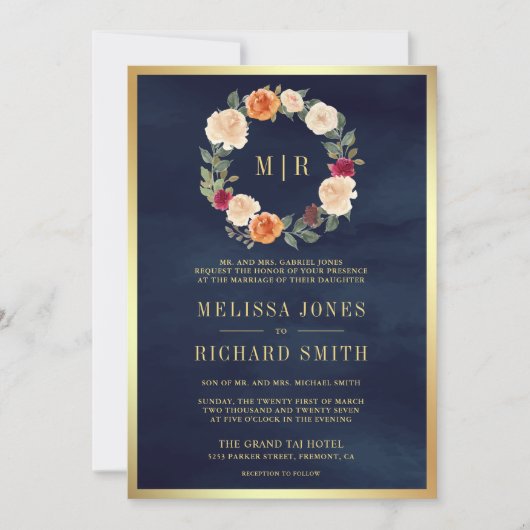 Aardse Bloemenkrans Alles in één bruiloft van de m Kaart (Voorkant)