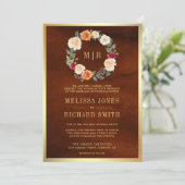 Aardse Bloemenkrans Alles in één Terracotta bruilo Kaart (Staand voorkant)