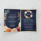 Aardse bloemenkrans QR-code Navyblauw Bruiloft (Binnen)