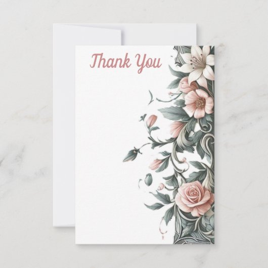 aardse bloemenwijnstok bedankkaart (Voorkant)