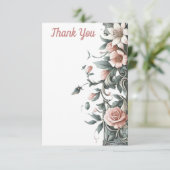 aardse bloemenwijnstok bedankkaart (Staand voorkant)