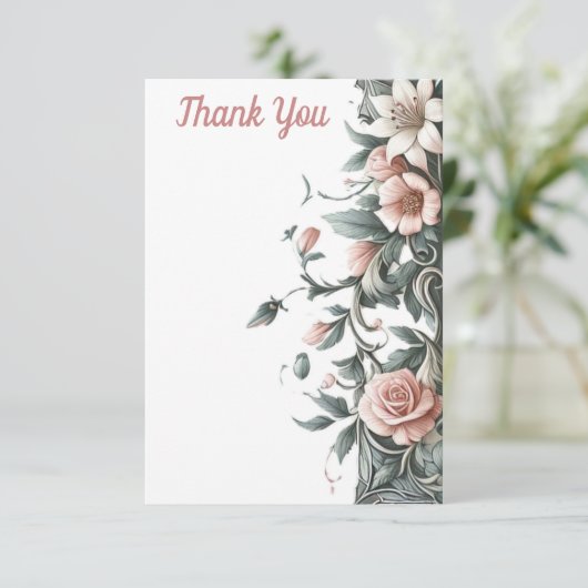 aardse bloemenwijnstok bedankkaart (Staand voorkant)