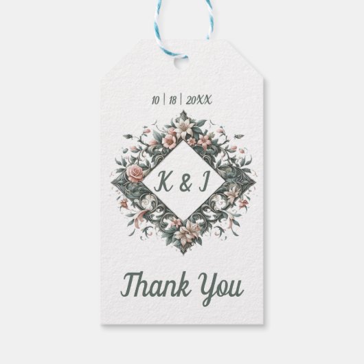 aardse bloemenwijnstok cadeaulabel (Achterkant)