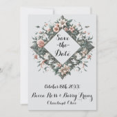 aardse bloemenwijnstok save the date (Voorkant)