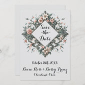 aardse bloemenwijnstok save the date (Voorkant / Achterkant)