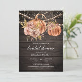 Aardse Bloemige Hout Boho Pompoen Bruiloft Kaart (Staand voorkant)