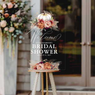 Aardse bloemige pompoen Vrijgezellenfeest welkom Acryl Bord