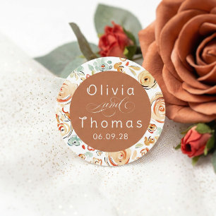 Aardse Bloemige Whimsicale Elegante Herfst Bruilof Ronde Sticker
