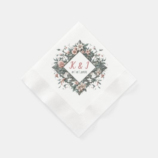 Aardse Bloemige Wijnstok Servet (Hoek)