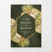 Aardse bloempotten Gedroogde Palm Olijf Groene bru Drieluik Uitnodiging (Cover)