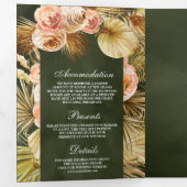 Aardse bloempotten Gedroogde Palm Olijf Groene bru Drieluik Uitnodiging (Binnenzijde eerst)