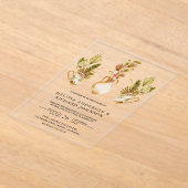 Aardse Bloempotter Boho Palm Bruiloft Acryl Uitnodigingen (Laagn)