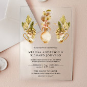 Aardse Bloempotter Boho Palm Bruiloft Acryl Uitnodigingen