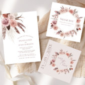 Aardse Blush Pampas Bloemige Boho Trouwmenu Menu