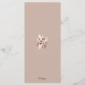 Aardse Blush Pampas Bloemige Boho Trouwmenu Menu (Achterkant)