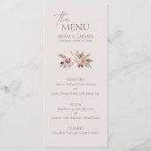 Aardse Blush Pampas Bloemige Boho Trouwmenu Menu (Voorkant)
