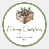 Aardse Boheemse Aquarel Kerst Favor Sticker (Voorkant)