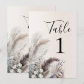 Aardse Boheemse Bloemen Veer Tafel Nummer Kaart (Voorkant / Achterkant)