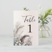 Aardse Boheemse Bloemen Veer Tafel Nummer Kaart (Staand voorkant)