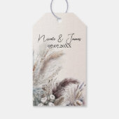 Aardse Boheemse Bloemige Veren Bruiloft Cadeaulabel (Achterkant)