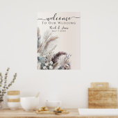Aardse Boheemse Bloemige Veren Bruiloft Poster (Keuken)