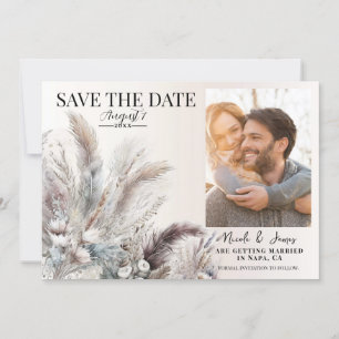 Aardse Boheemse Bloemige Veren Save the Date Kaart
