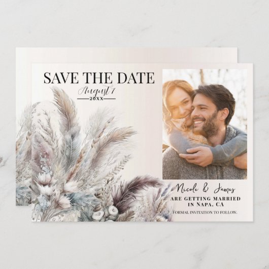 Aardse Boheemse bloemveren redden de datum Kaart (Voorkant / Achterkant)