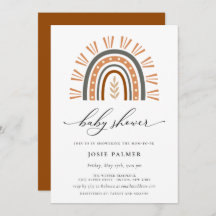 Aardse Boheemse Regenboog Baby Shower Uitnodiging