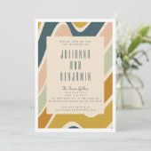 Aardse Boho Abstract Golvende Draai Pastel Trouwda Kaart (Staand voorkant)