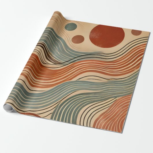 Aardse Boho Abstract in Terracotta Tones Cadeaupapier (Uitgerold)