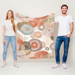 Aardse Boho Abstracte Cirkels Organisch Ontwerp Fleece Deken