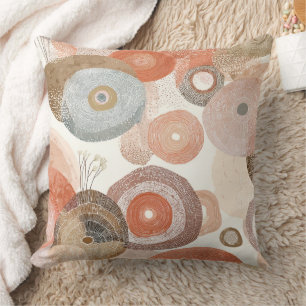 Aardse Boho Abstracte Cirkels   Organisch Ontwerp Kussen
