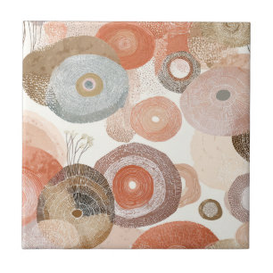 Aardse Boho Abstracte Cirkels Organisch Ontwerp Tegeltje