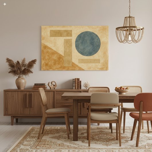 Aardse Boho Abstracte geometrische vormen muurkuns Canvas Afdruk